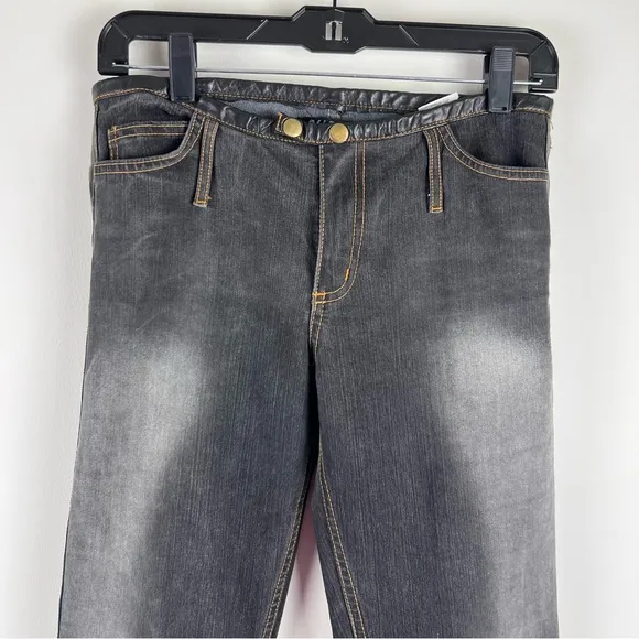Allen B. by Allen Schwartz Leather Waistband Bootcut Jeans Size 30 USA Made Y2K