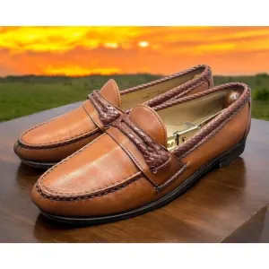 Allen Edmonds AE Newcomb USA Shoes Brown Leather Loafers Mens 10.5 Fast Ship