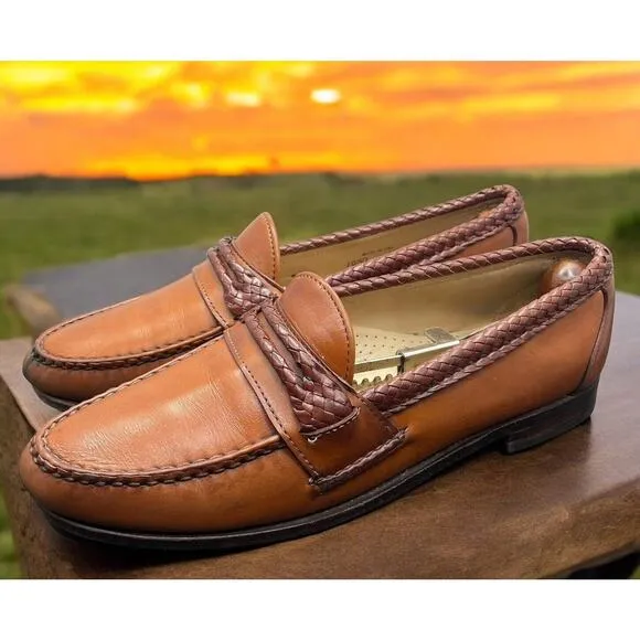 Allen Edmonds AE Newcomb USA Shoes Brown Leather Loafers Mens 10.5 Fast Ship