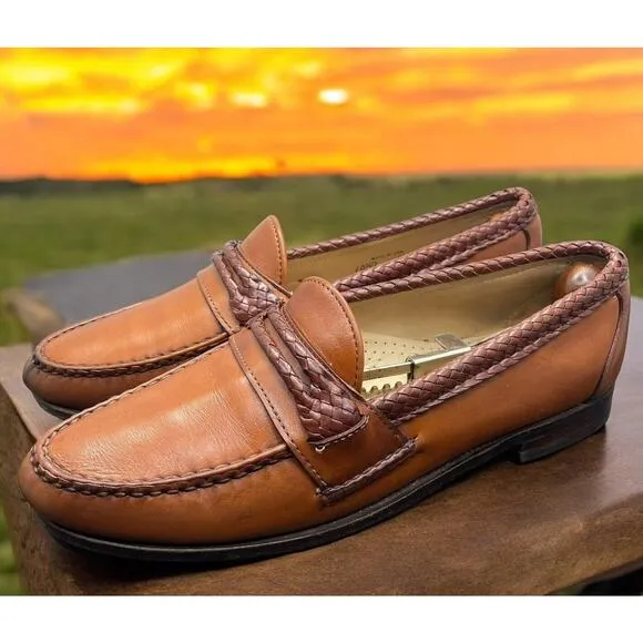 Allen Edmonds AE Newcomb USA Shoes Brown Leather Loafers Mens 10.5 Fast Ship