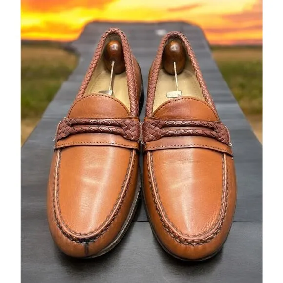 Allen Edmonds AE Newcomb USA Shoes Brown Leather Loafers Mens 10.5 Fast Ship