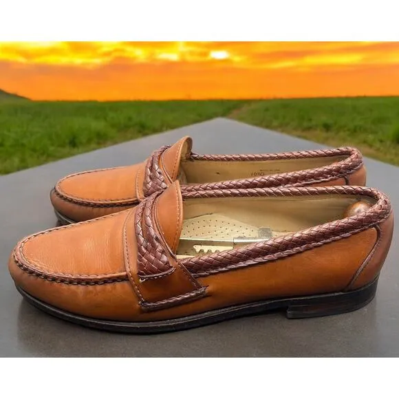 Allen Edmonds AE Newcomb USA Shoes Brown Leather Loafers Mens 10.5 Fast Ship
