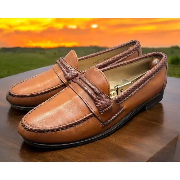 Allen Edmonds AE Newcomb USA Shoes Brown Leather Loafers Mens 10.5 Fast Ship