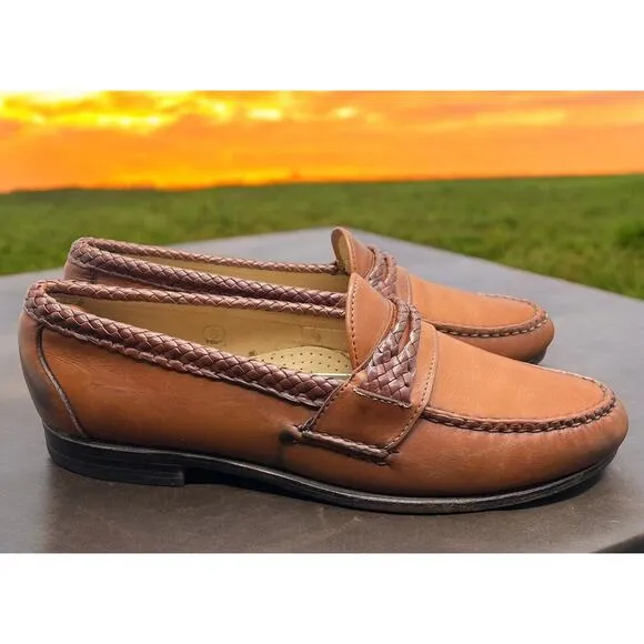 Allen Edmonds AE Newcomb USA Shoes Brown Leather Loafers Mens 10.5 Fast Ship