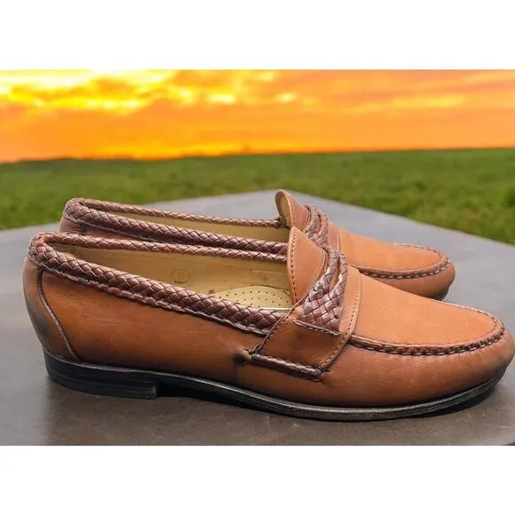 Allen Edmonds AE Newcomb USA Shoes Brown Leather Loafers Mens 10.5 Fast Ship