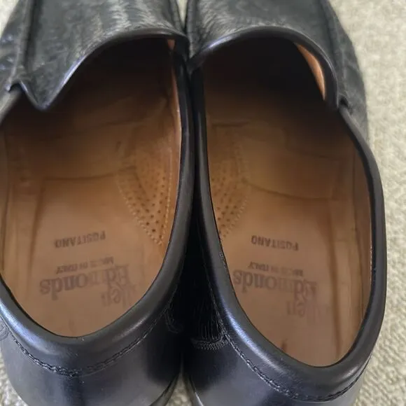 Allen Edmonds &quot;Positano&quot; Loafers Handmade Italy Mens 10.5 B Black Leather Shoes