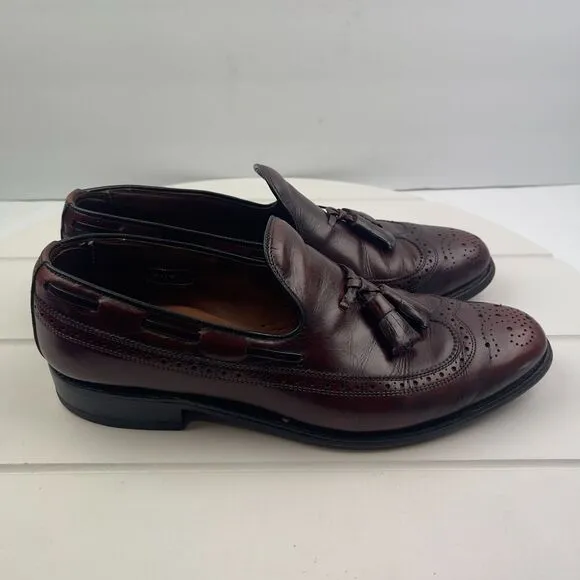 Allen Edmonds Berwick Mens Size 8 Ox-Blood Leather Tassel Wingtip Brogue Loafers