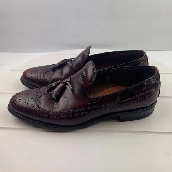 Allen Edmonds Berwick Mens Size 8 Ox-Blood Leather Tassel Wingtip Brogue Loafers