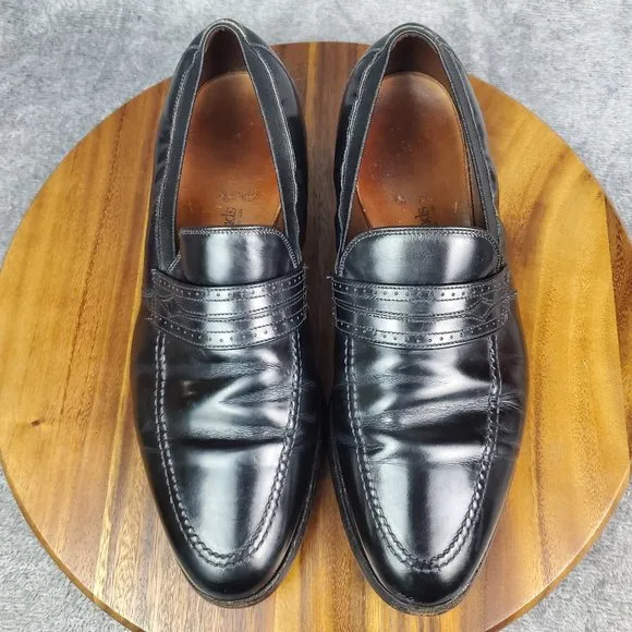 Allen Edmonds Loafers Mens 11.5 C Black Leather Slip On Moc Toe Dress Shoes