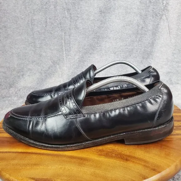Allen Edmonds Loafers Mens 11.5 C Black Leather Slip On Moc Toe Dress Shoes