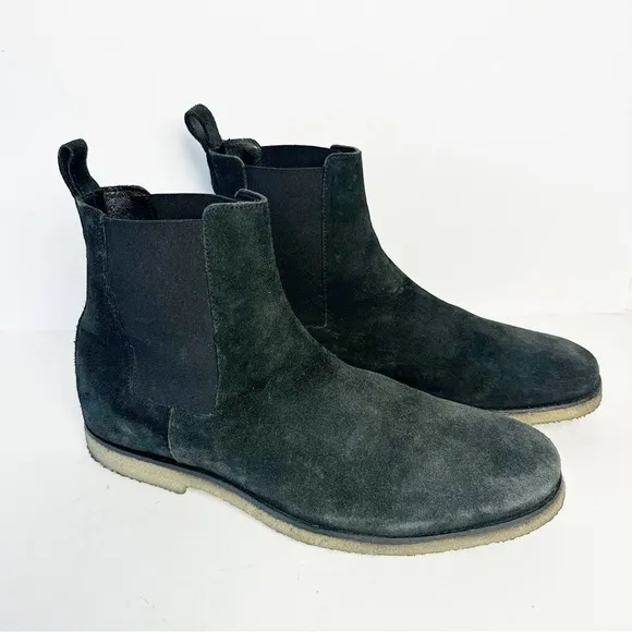 AllSaints Rhett Black Chelsea Suede Boots 45/12