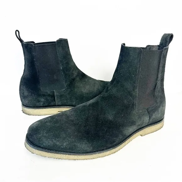 AllSaints Rhett Black Chelsea Suede Boots 45/12