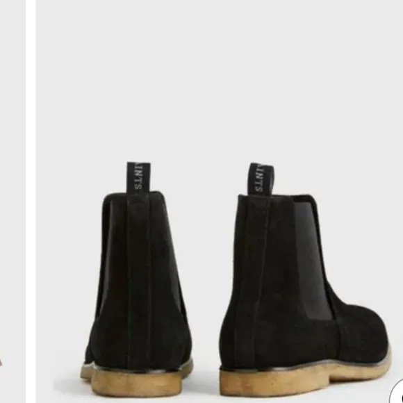 AllSaints Rhett Black Chelsea Suede Boots 45/12