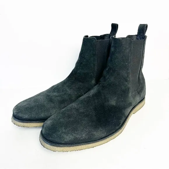 AllSaints Rhett Black Chelsea Suede Boots 45/12