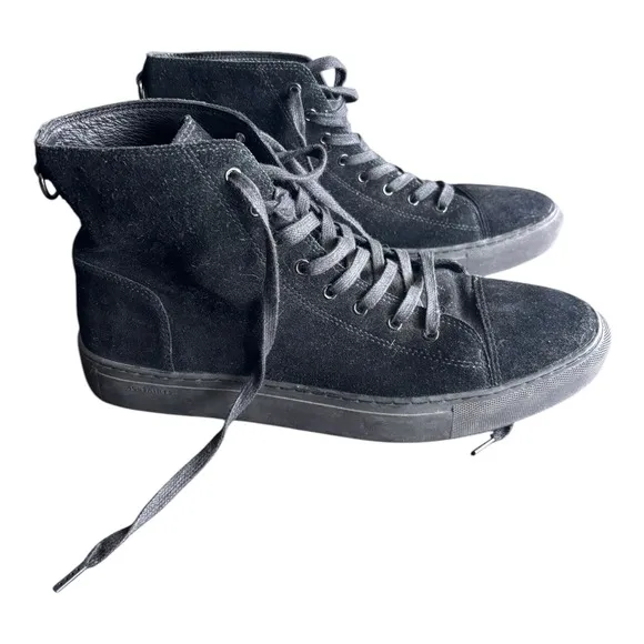 AllSaints Suede High Top Sneakers Black Leather Lace Up Casual Shoes 44