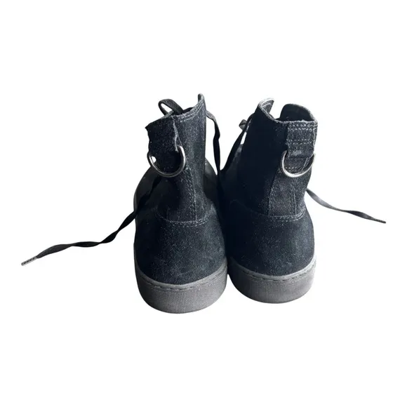 AllSaints Suede High Top Sneakers Black Leather Lace Up Casual Shoes 44