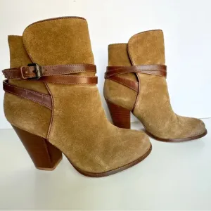 ALLSAINTS Victoria Leather Heel Boot Bootie Tobacco Brown Size 36/5