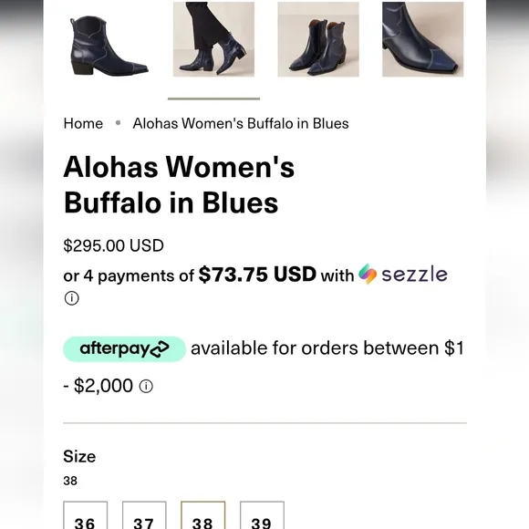 Alohas Buffalo Cowboy Western Leather Boots In Black And Silver Size 40