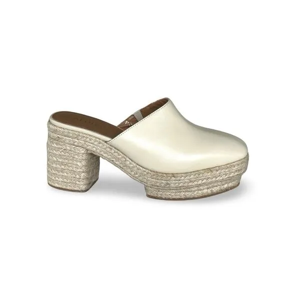 Alohas Free People Celeste Platform Clogs Size 6.5 EU 37 Ivory Cream Spain Made