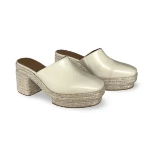 Alohas Free People Celeste Platform Clogs Size 6.5 EU 37 Ivory Cream Spain Made