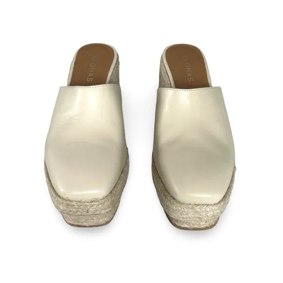 Alohas Free People Celeste Platform Clogs Size 6.5 EU 37 Ivory Cream Spain Made