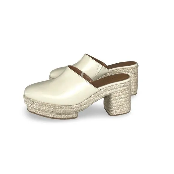 Alohas Free People Celeste Platform Clogs Size 6.5 EU 37 Ivory Cream Spain Made