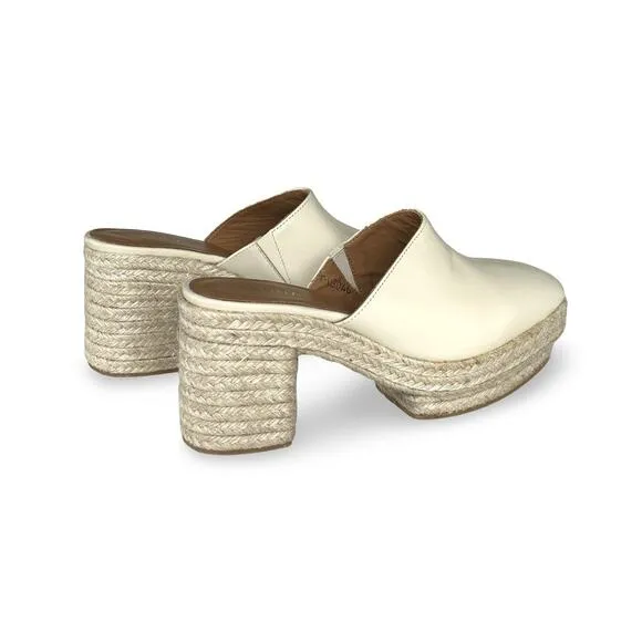 Alohas Free People Celeste Platform Clogs Size 6.5 EU 37 Ivory Cream Spain Made