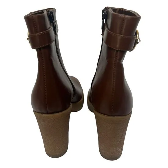 Amalfi By Rangoni Cognac Brown Longobarda Heeled Ankle Boots 8.5 Mod