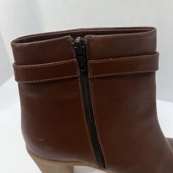 Amalfi By Rangoni Cognac Brown Longobarda Heeled Ankle Boots 8.5 Mod
