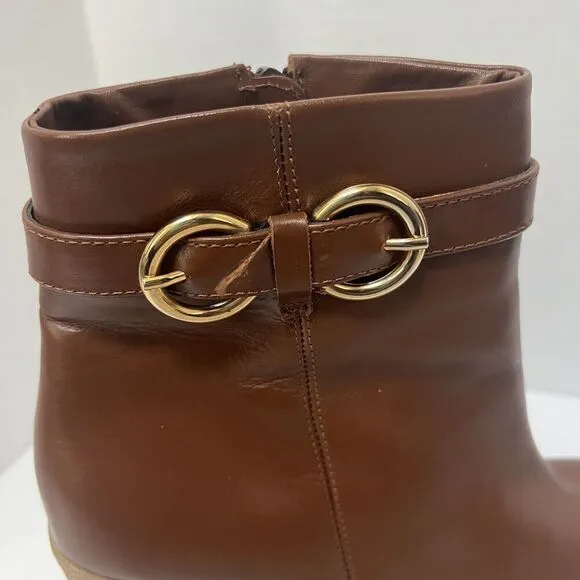 Amalfi By Rangoni Cognac Brown Longobarda Heeled Ankle Boots 8.5 Mod