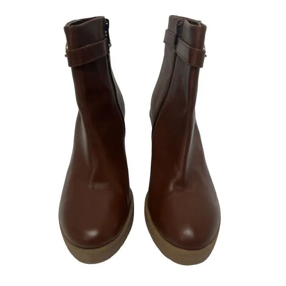 Amalfi By Rangoni Cognac Brown Longobarda Heeled Ankle Boots 8.5 Mod