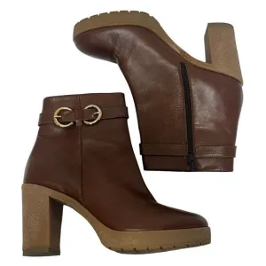 Amalfi By Rangoni Cognac Brown Longobarda Heeled Ankle Boots 8.5 Mod