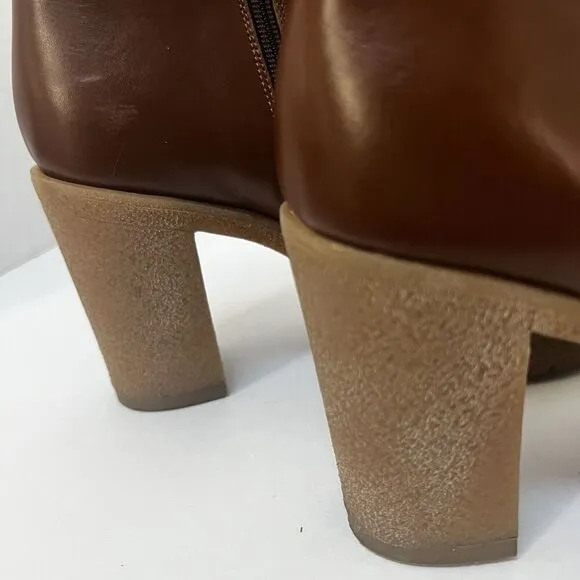 Amalfi By Rangoni Cognac Brown Longobarda Heeled Ankle Boots 8.5 Mod