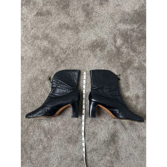 Amano Vintage 60s Black Leather Front Zip Up Ankle‎ Boots Steampunk Cosplay 9M
