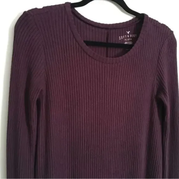 American Eagle | Soft &amp; Sexy plum plush sweater dress with ribbons size medium