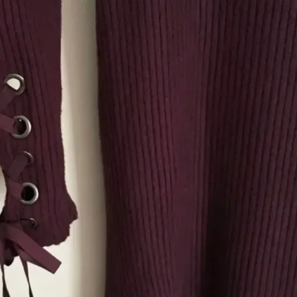 American Eagle | Soft &amp; Sexy plum plush sweater dress with ribbons size medium
