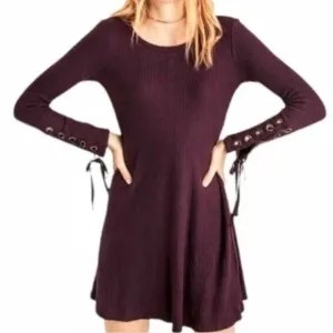 American Eagle | Soft &amp; Sexy plum plush sweater dress with ribbons size medium