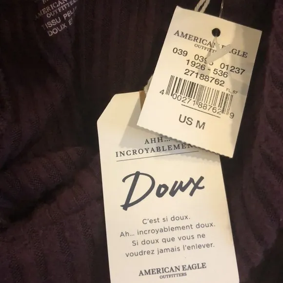 American Eagle | Soft &amp; Sexy plum plush sweater dress with ribbons size medium