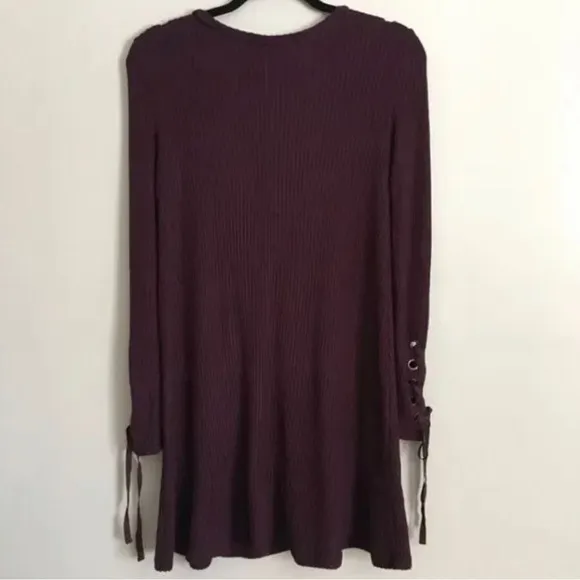 American Eagle | Soft &amp; Sexy plum plush sweater dress with ribbons size medium