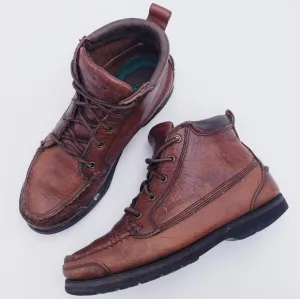 American Eagle Vintage Brown Leather Hiking Boots Waterproof Lace Up Size 9