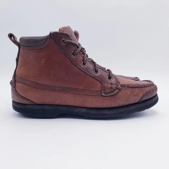 American Eagle Vintage Brown Leather Hiking Boots Waterproof Lace Up Size 9