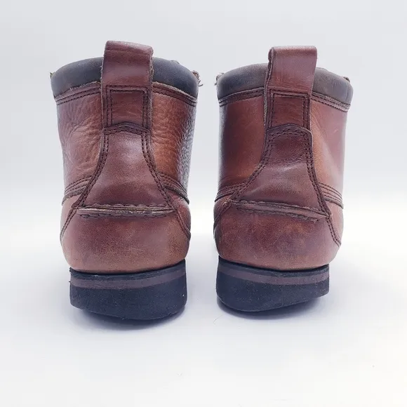 American Eagle Vintage Brown Leather Hiking Boots Waterproof Lace Up Size 9