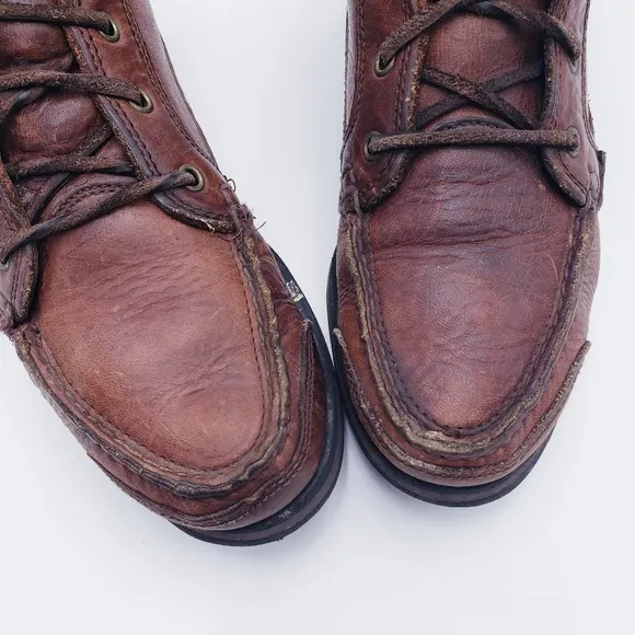 American Eagle Vintage Brown Leather Hiking Boots Waterproof Lace Up Size 9
