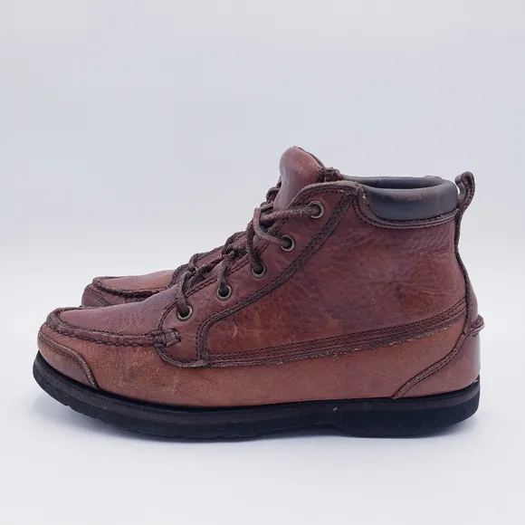 American Eagle Vintage Brown Leather Hiking Boots Waterproof Lace Up Size 9