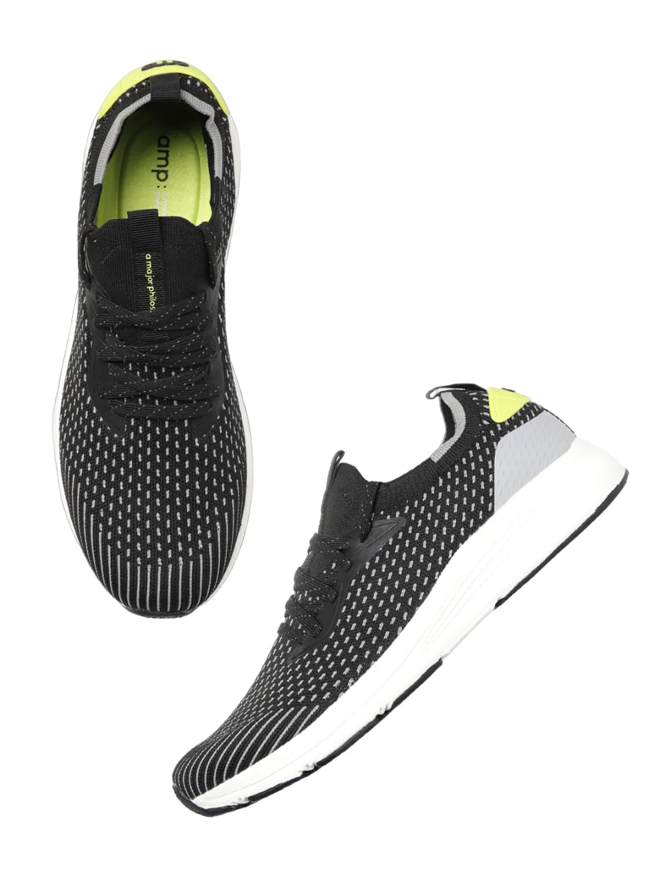 Amp Men’s Knitted Lace-Up Sneakers AM005-BLACK