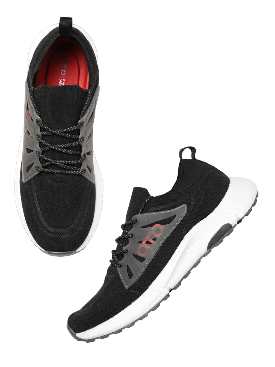Amp Men’s Knitted Lace-Up Sneakers AM006-BLACK
