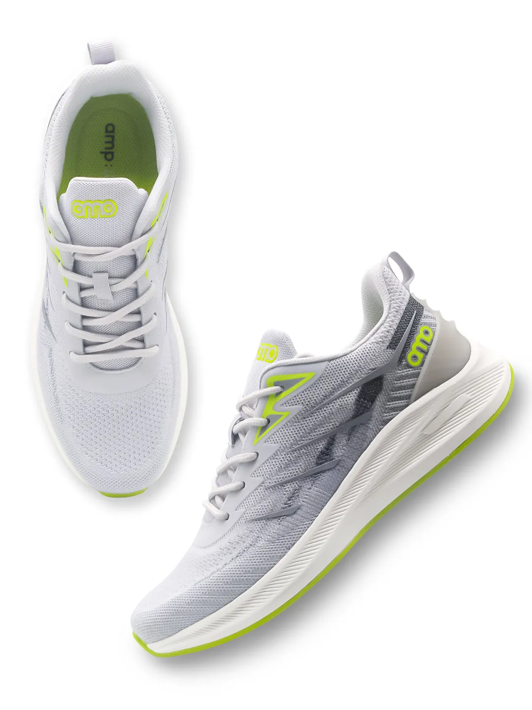 Amp Men’s Knitted Lace-Up Sneakers AM029-GREY
