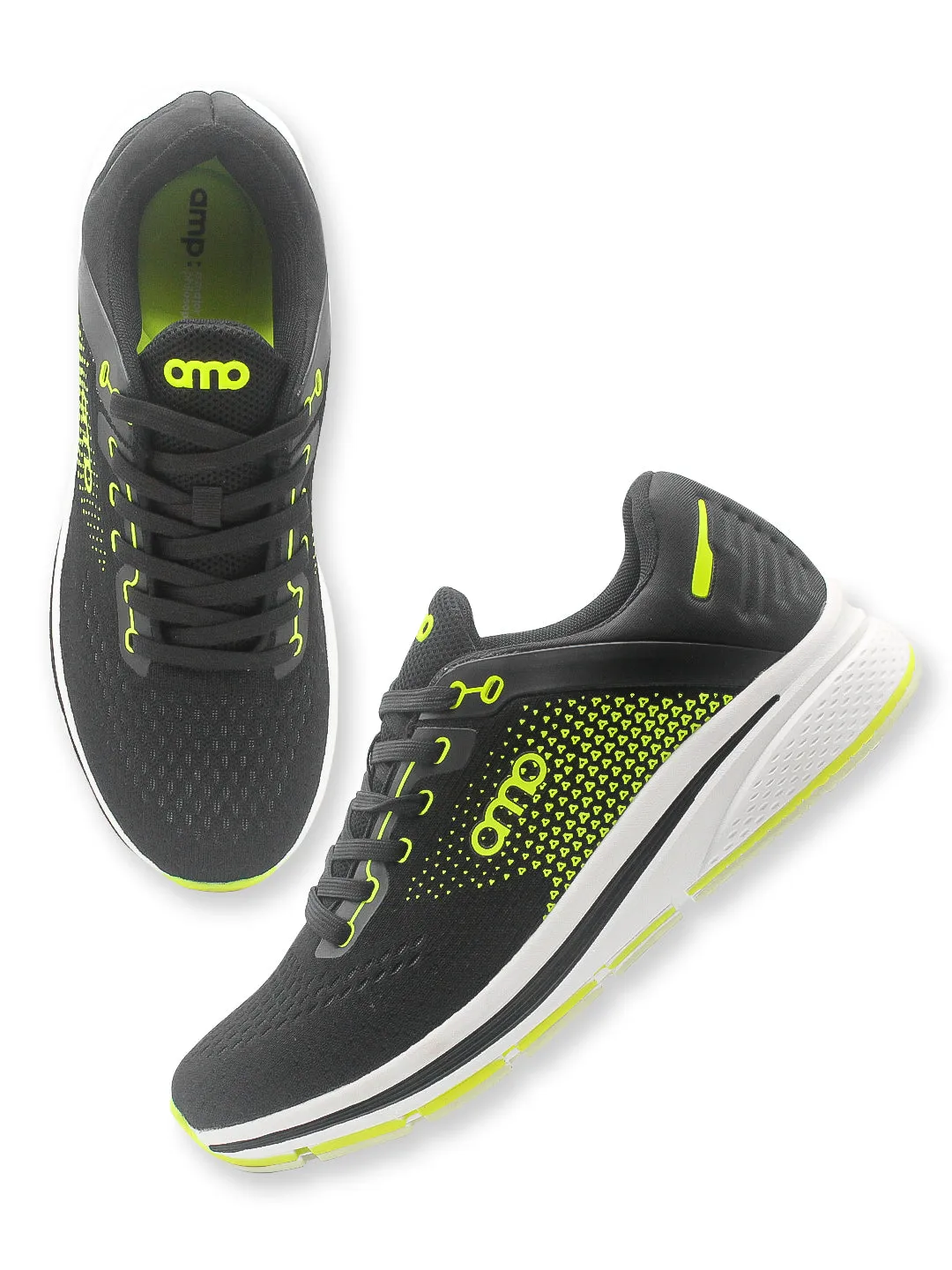 Amp Men’s Knitted Lace-Up Sneakers AM032-BLACK