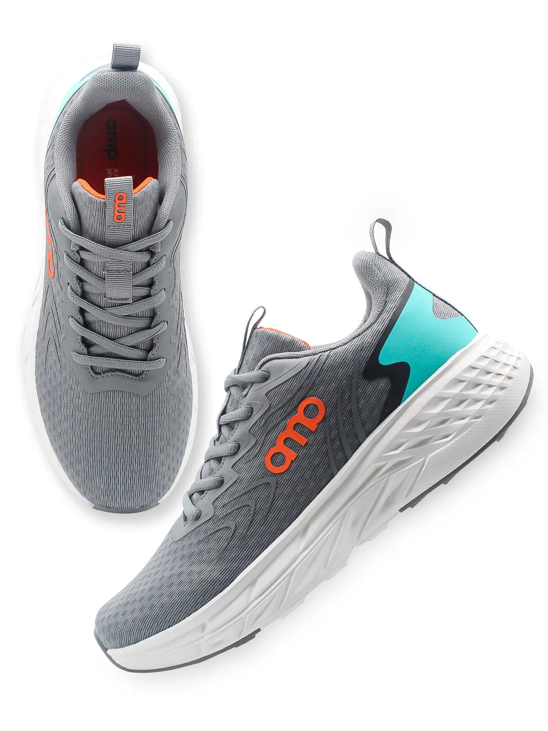 Amp Men’s Knitted Lace-Up Sneakers AM033-CHARCOAL