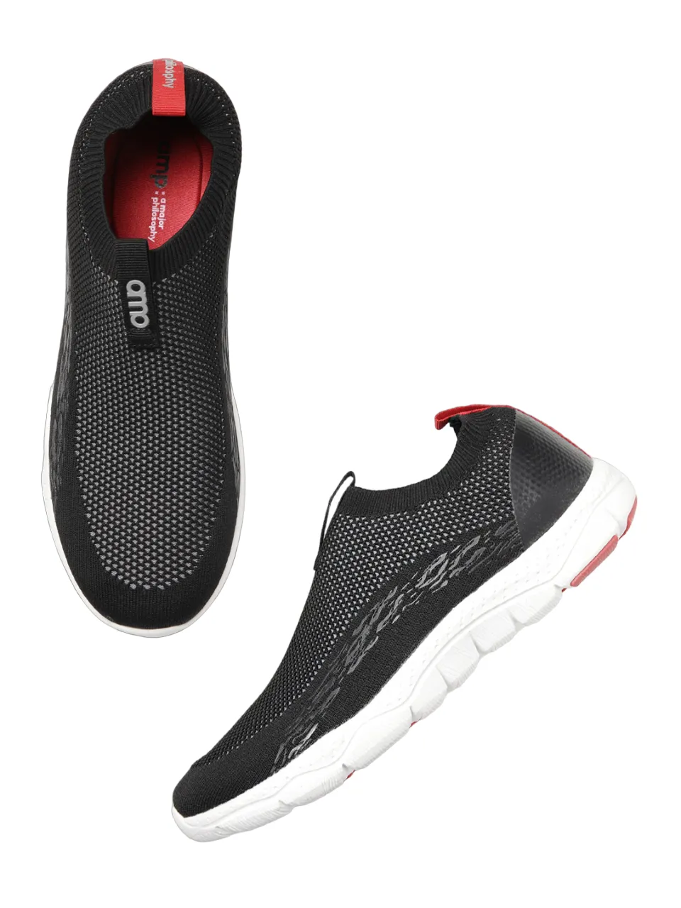 Amp Men’s Knitted Slip-On Sneakers AM001-BLACK